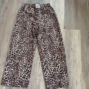 Leopard Print Straight Leg Pants - Brown